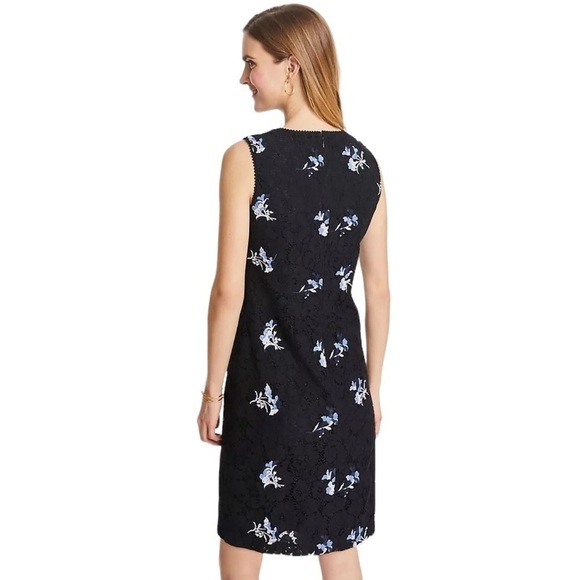 Ann Taylor Floral Embroidered Lace Sheath Dress, Blue, Size US 8 - Picture 2 of 16